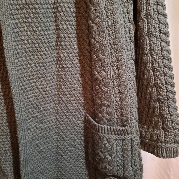 Aran Irish Merino Wool Women Open Front Long Sweater Cardigan Oversize S… - Picture 8 of 10